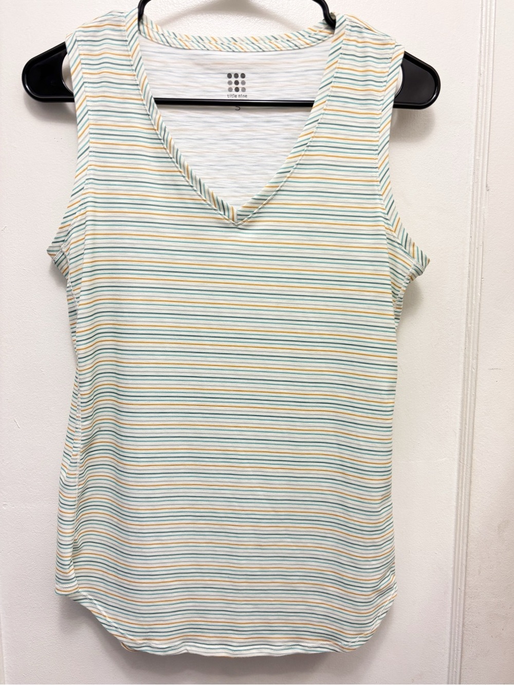 Title Nine Striped V-Neck Tank Size Small